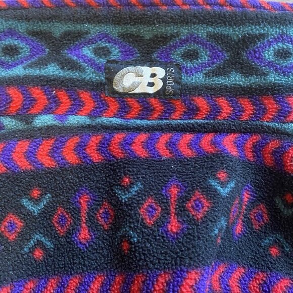 Vintage CB Sports Aztec Print 90’s Vest Full Zipper Style Medium Reversible - Picture 3 of 4